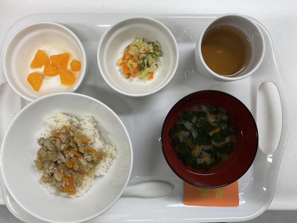 なすと豚ひき肉のみそ炒め(丼にしました)常食